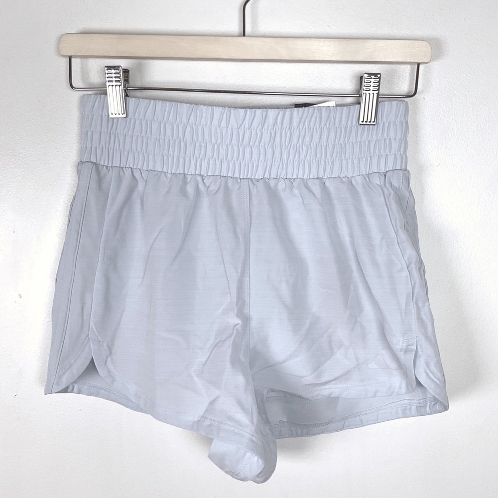 Adidas Pacer Wvn High‎ Rise Training Shorts Halo Blue Women's XS 3" inseam NWT